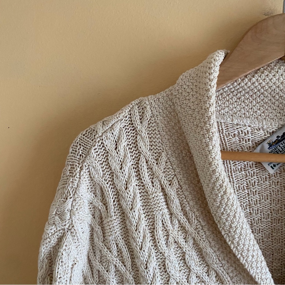 Parkhurst Northern Reflections Cable Knit Cardigan Sweater Shawl Collar Cream - Picture 4 of 14